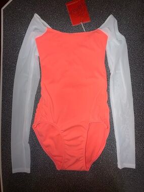 Tiger Friday NWT! Neon Leotard w/White Sheer Sleeves Size Adult X-Small